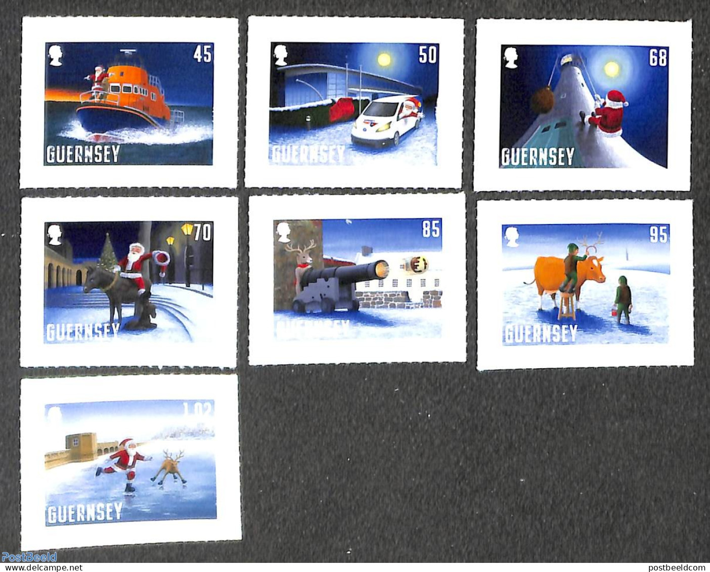 Guernsey 2020 Christmas 7v S-a, Mint NH, Religion - Transport - Various - Christmas - Automobiles - Ships And Boats - .. - Kerstmis