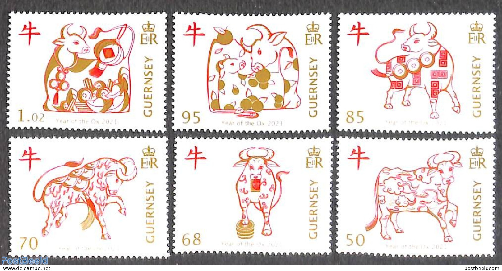 Guernsey 2021 Year Of The Ox 6v, Mint NH, Various - New Year - New Year