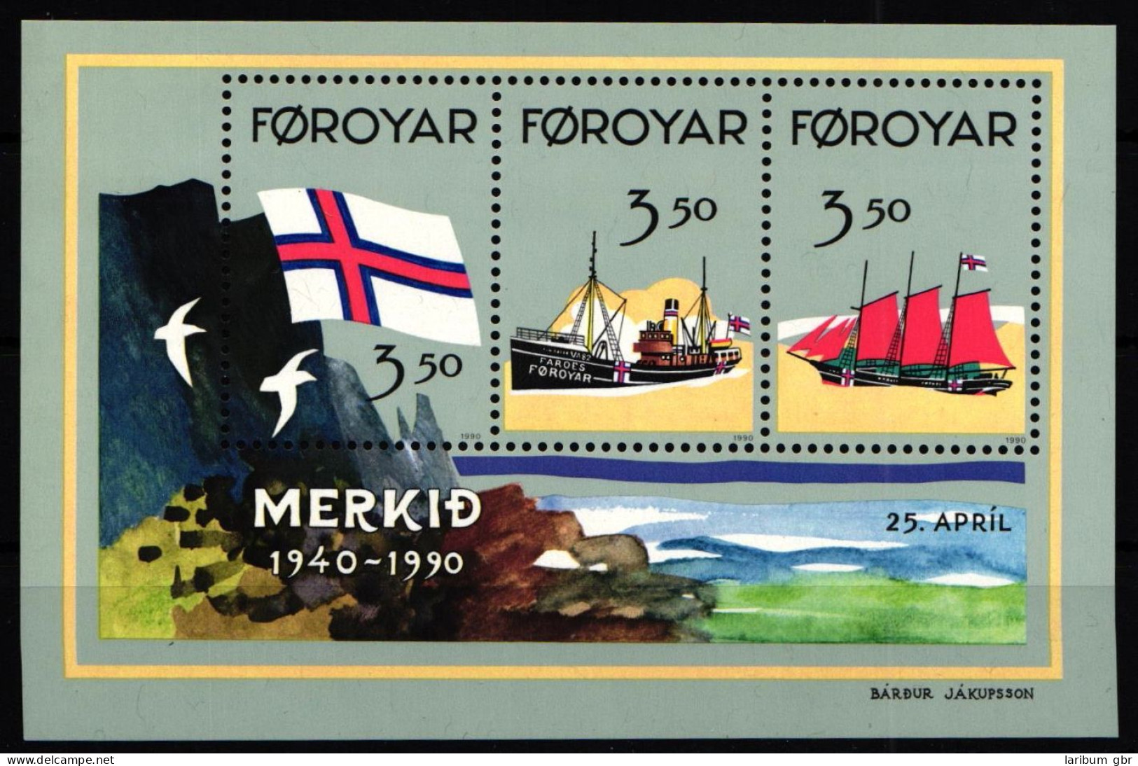 Färöer Block 4 Mit 200-202 Postfrisch Schifffahrt #HD849 - Faroe Islands