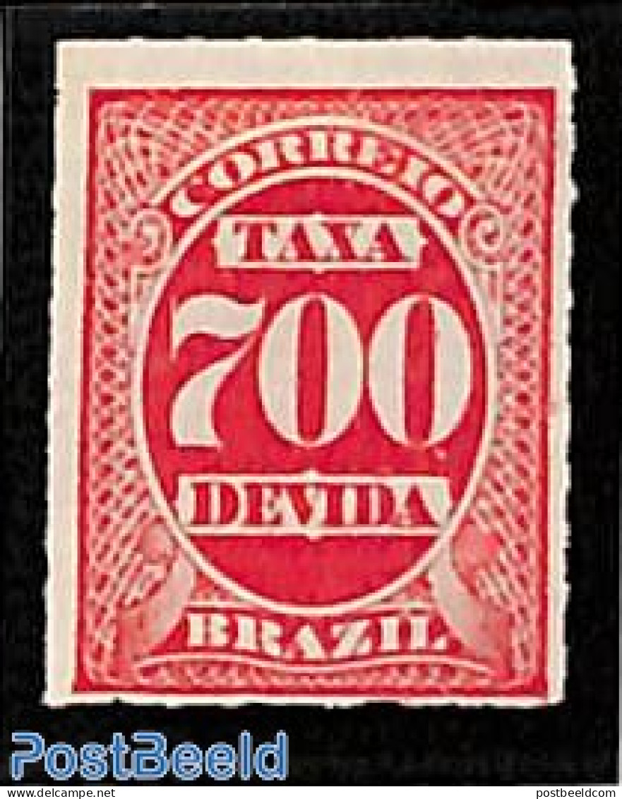 Brazil 1890 Postage Due, 700R, Stamp Out Of Set, Unused (hinged) - Other & Unclassified