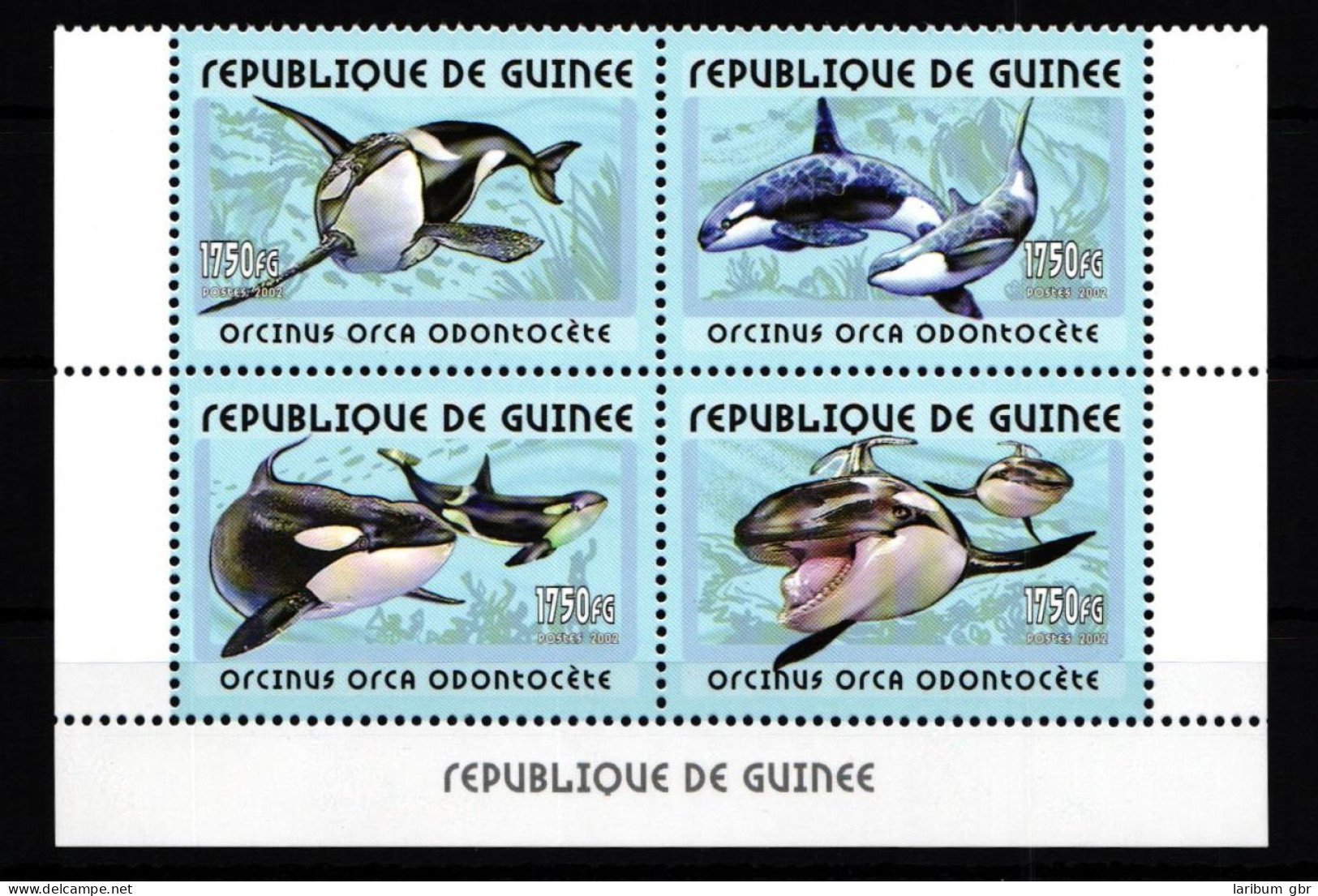 Guinea 3418-3421 Postfrisch Viererblock Tiere Wale #HD968 - Guinea (1958-...)