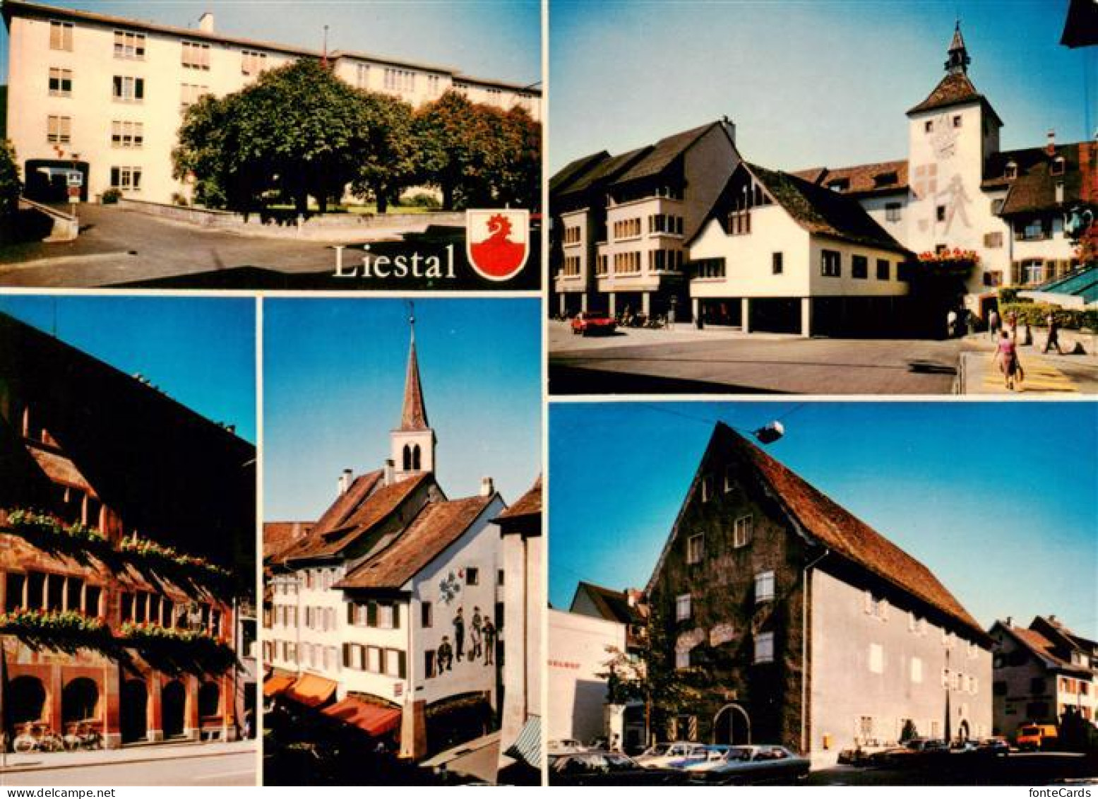 13901547 Liestal BL Orts Und Teilansichten Rathaus Kirche Schule Obertor  - Other & Unclassified