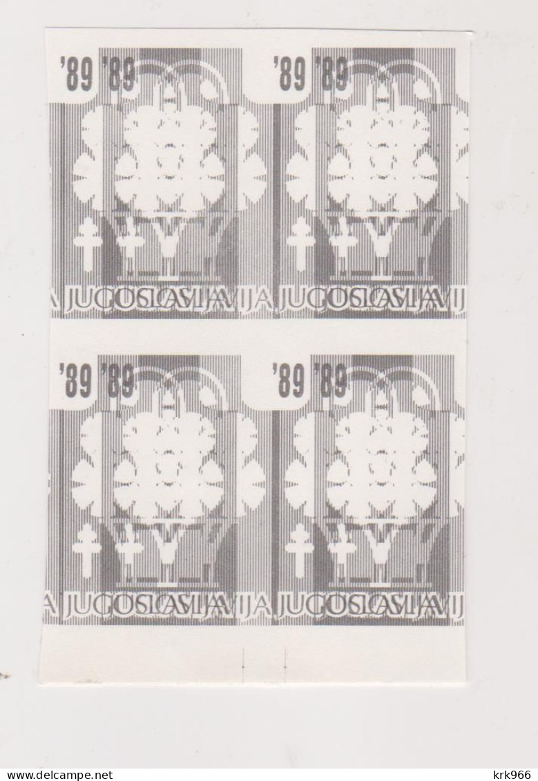 YUGOSLAVIA, 1989  Red Cross Charity Stamp  Imperforated Proof Bloc Of 4 MNH - Ongebruikt