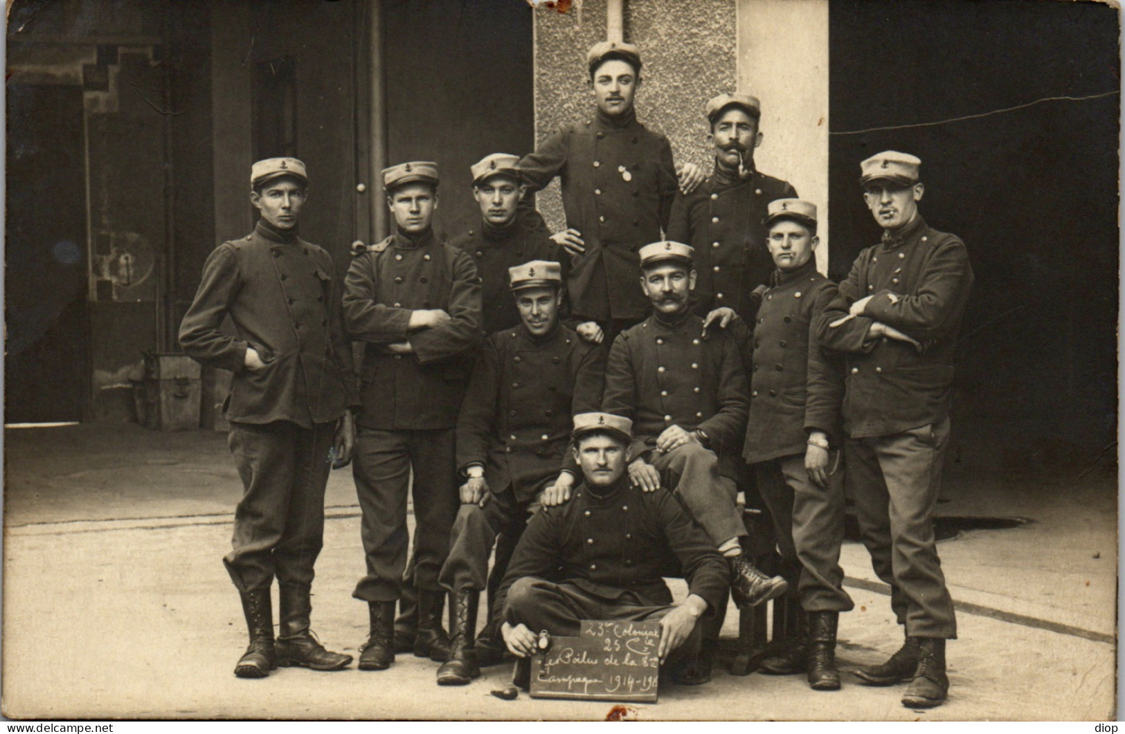 CP Carte Photo D&#039;&eacute;poque Photographie Vintage Militaire 23&deg; Coloniale WW1 Guerre - Guerra, Militari