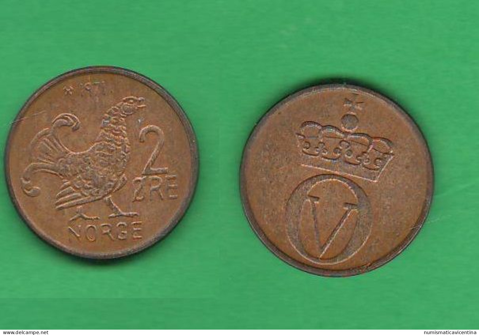 Norvegia Norway 2  øre 1971 Norge Bronze Coin K371 - Norway