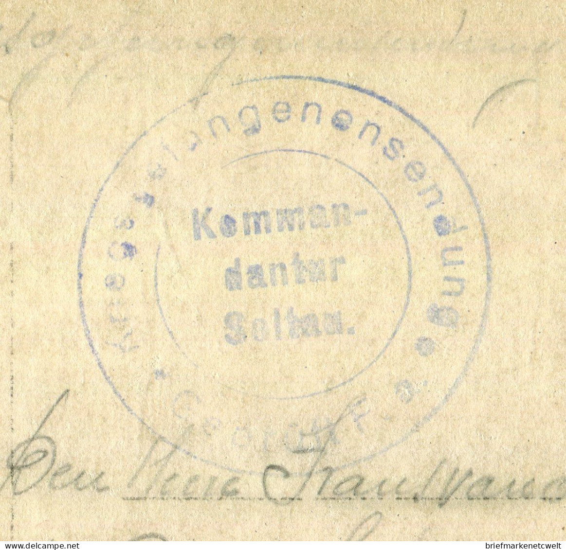 "DEUTSCHES REICH" 1916, Ansichtskarte Mit K2 "KRIEGSGEFANGENENSENDUNG" Und Stegstempel "SOLTAU" (B2032) - Covers & Documents