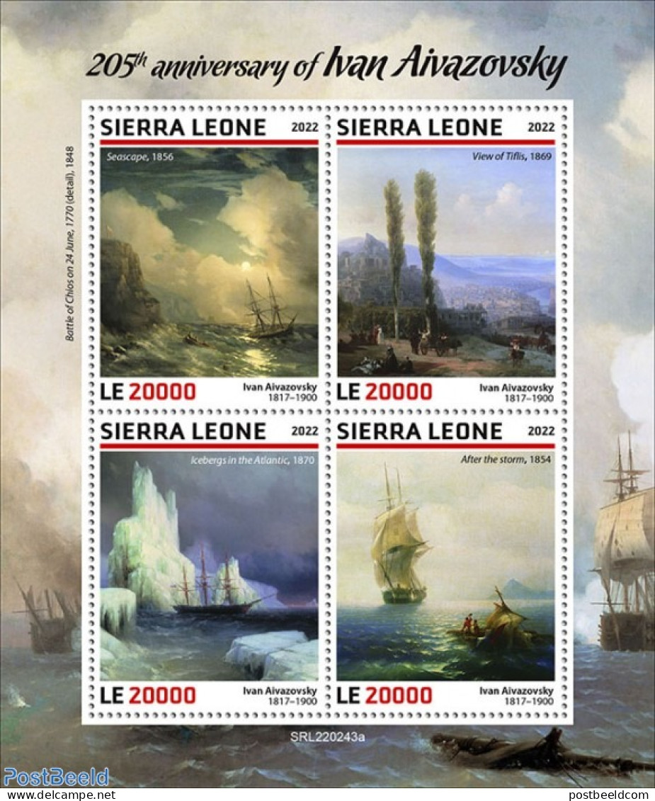 Sierra Leone 2022 205th Anniversary Of Ivan Aivazovsky, Mint NH, Art - Paintings - Other & Unclassified