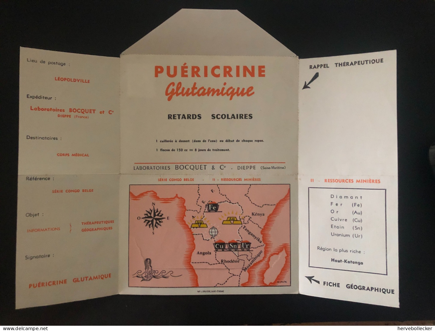 1958-Congo Belge-Enveloppe Pub- Avec Sa Carte Ressources Minières -Obl.Léopoldstadt - Briefe U. Dokumente