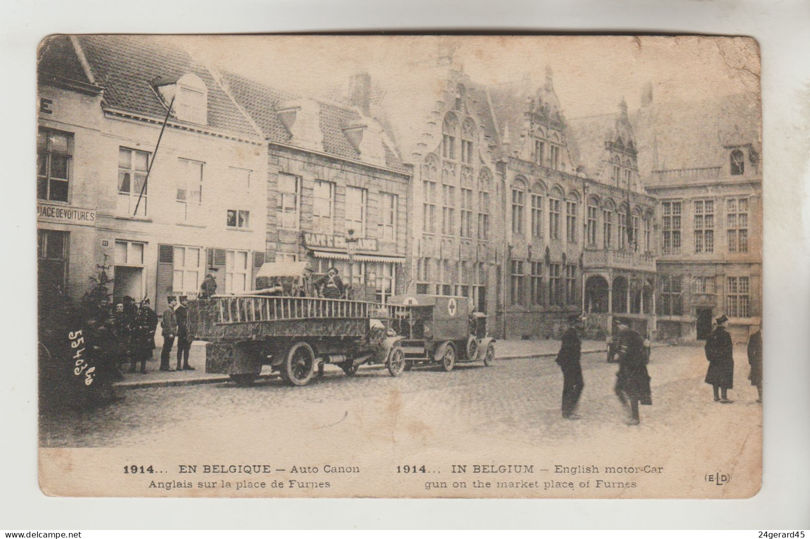 CPA MILITAIRE VEURNE OU FURNES (Belgique-Flandre Occidentale) GUERRE 1914/18 - Auto Canon Anglais Sur La Place - Veurne