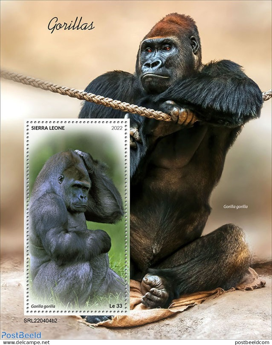 Sierra Leone 2022 Gorillas, Mint NH, Nature - Monkeys - Andere & Zonder Classificatie
