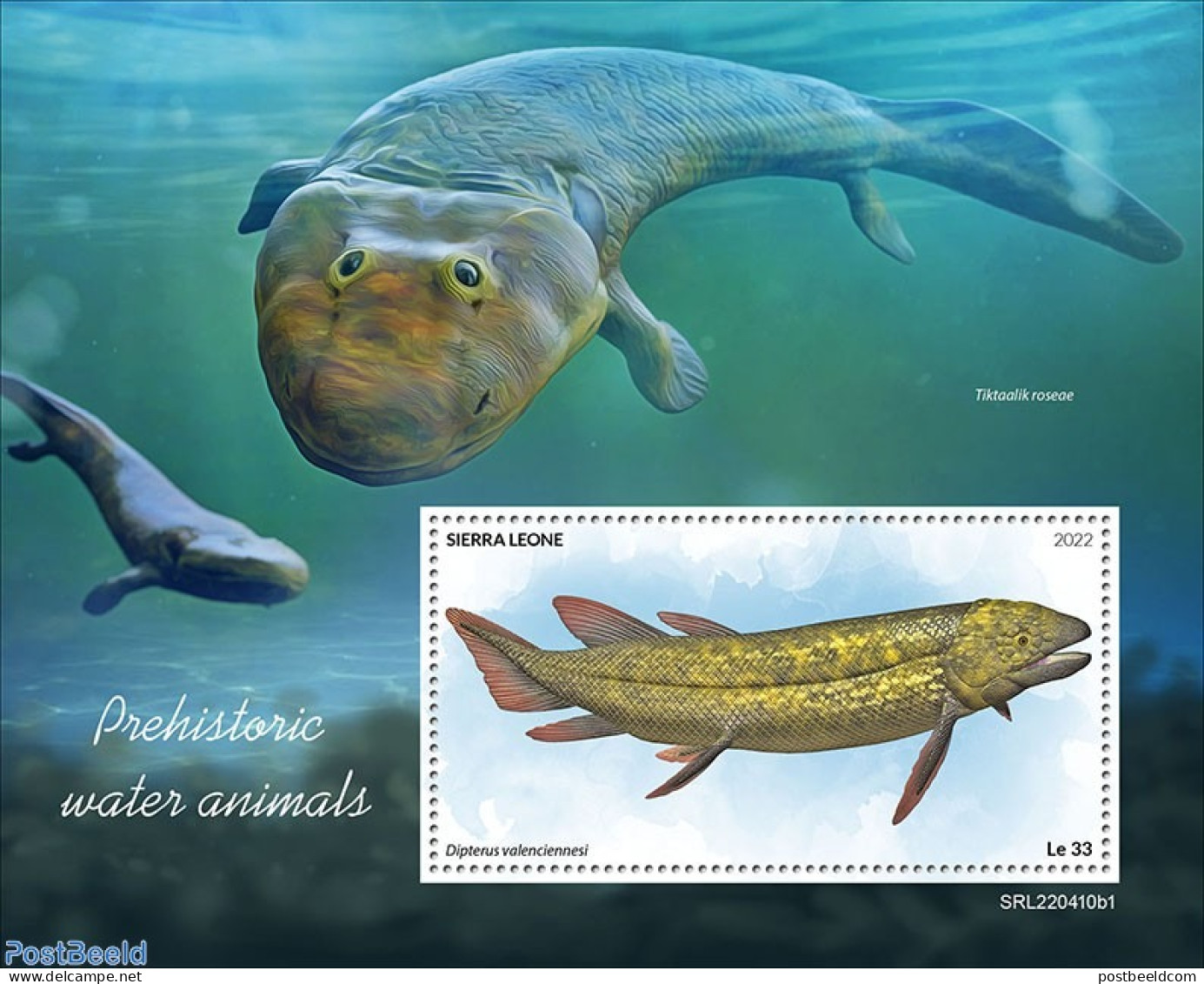 Sierra Leone 2022 Prehistoric Water Animals, Mint NH, Nature - Fish - Prehistoric Animals - Prehistory - Vissen
