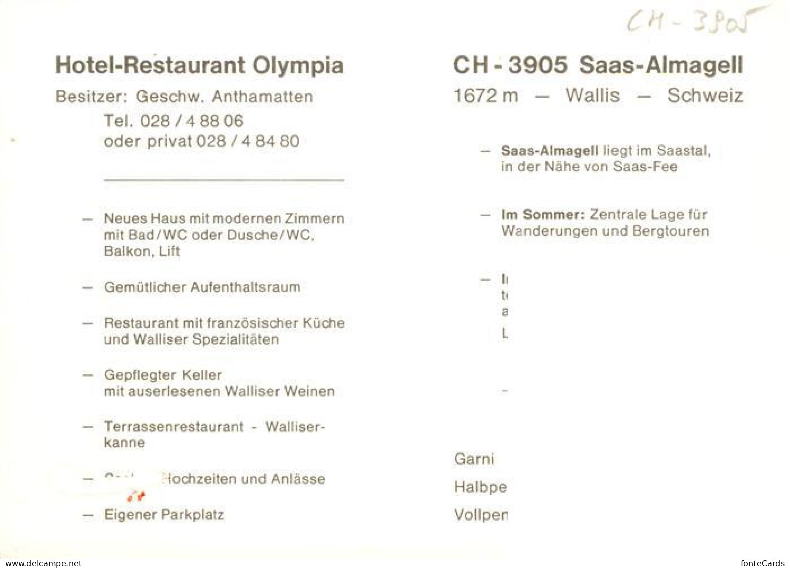13896169 Saas-Almagell VS Hotel Restaurant Olympia Gastraeume  - Other & Unclassified