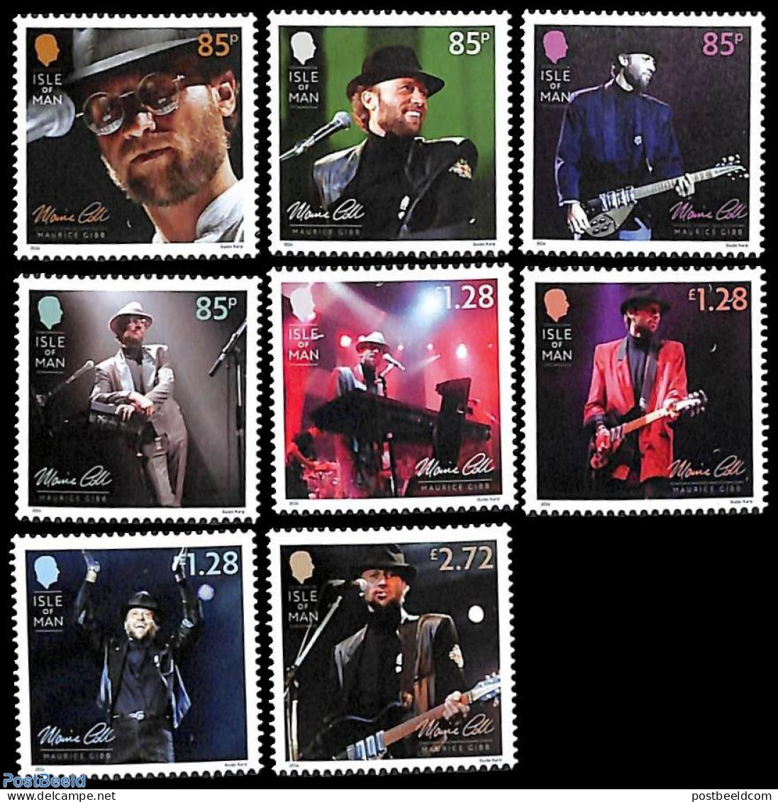 Isle Of Man 2024 Maurice Gibb 8v, Mint NH, Performance Art - Music - Popular Music - Music