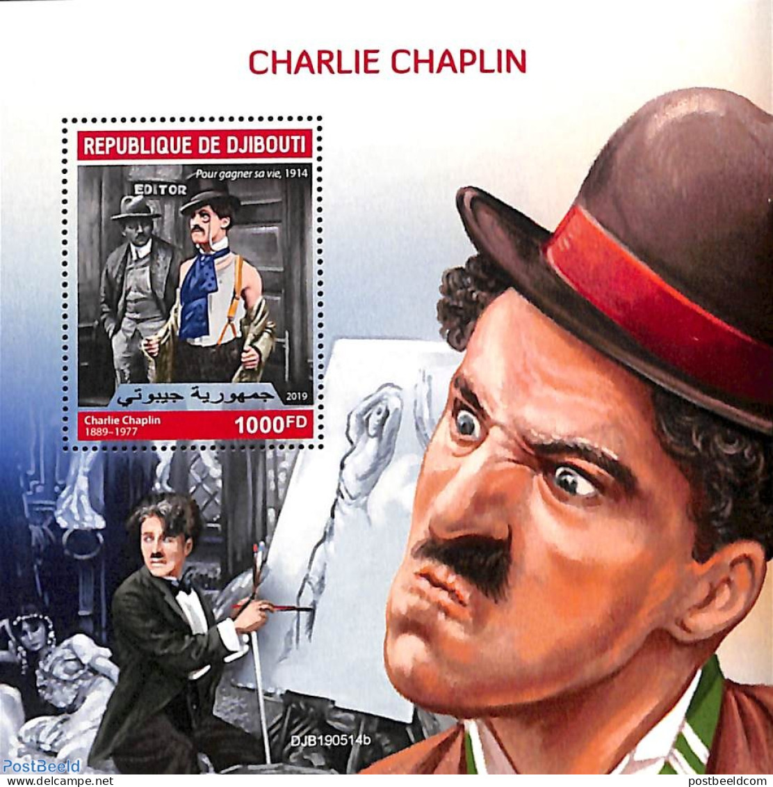 Djibouti 2019 Charlie Chaplin S/s, Mint NH, Performance Art - Movie Stars - Attori