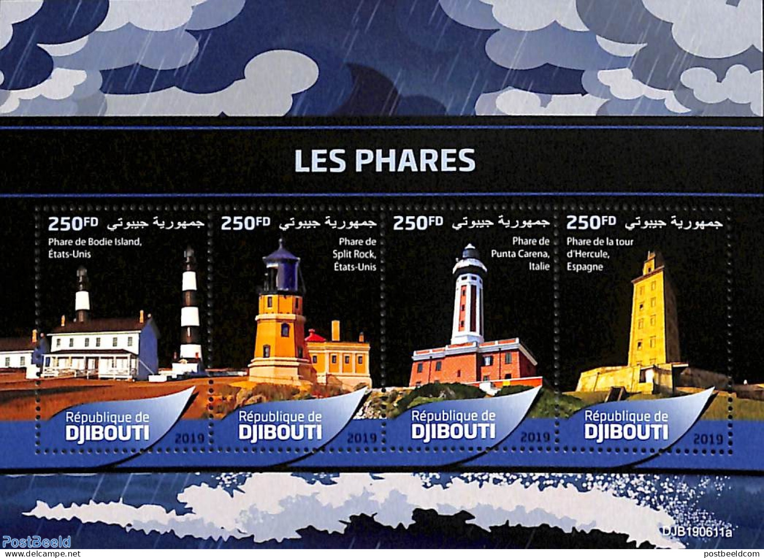 Djibouti 2019 Lighthouses 4v M/s, Mint NH, Various - Lighthouses & Safety At Sea - Leuchttürme