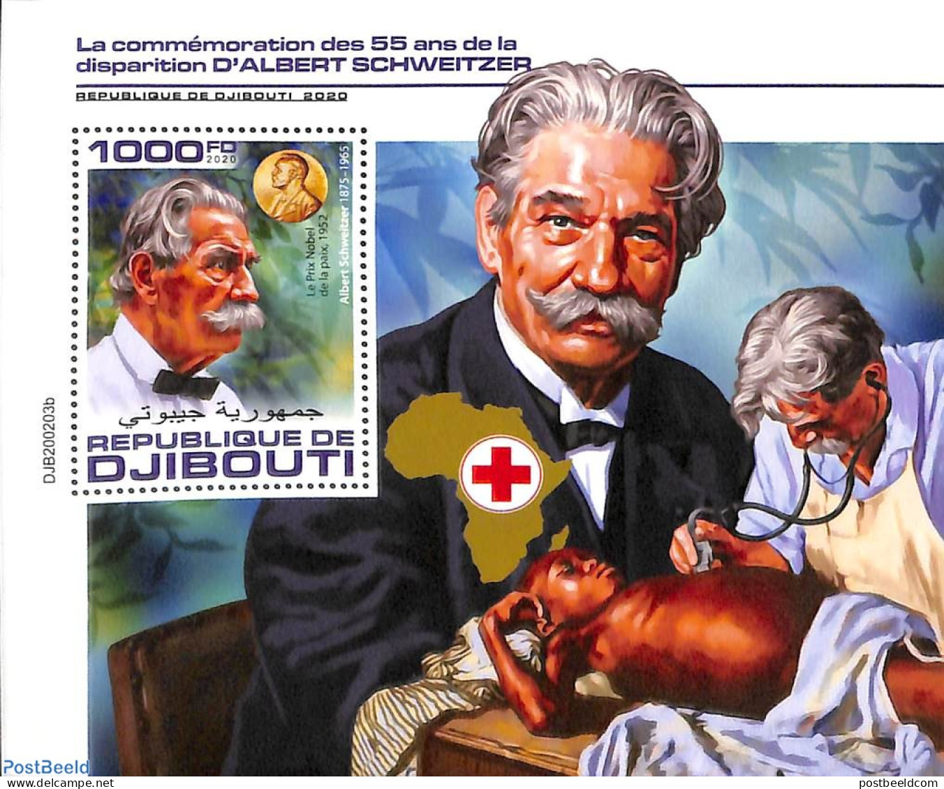 Djibouti 2020 Albert Schweitzer S/s, Mint NH, Health - Health - Red Cross - Rotes Kreuz