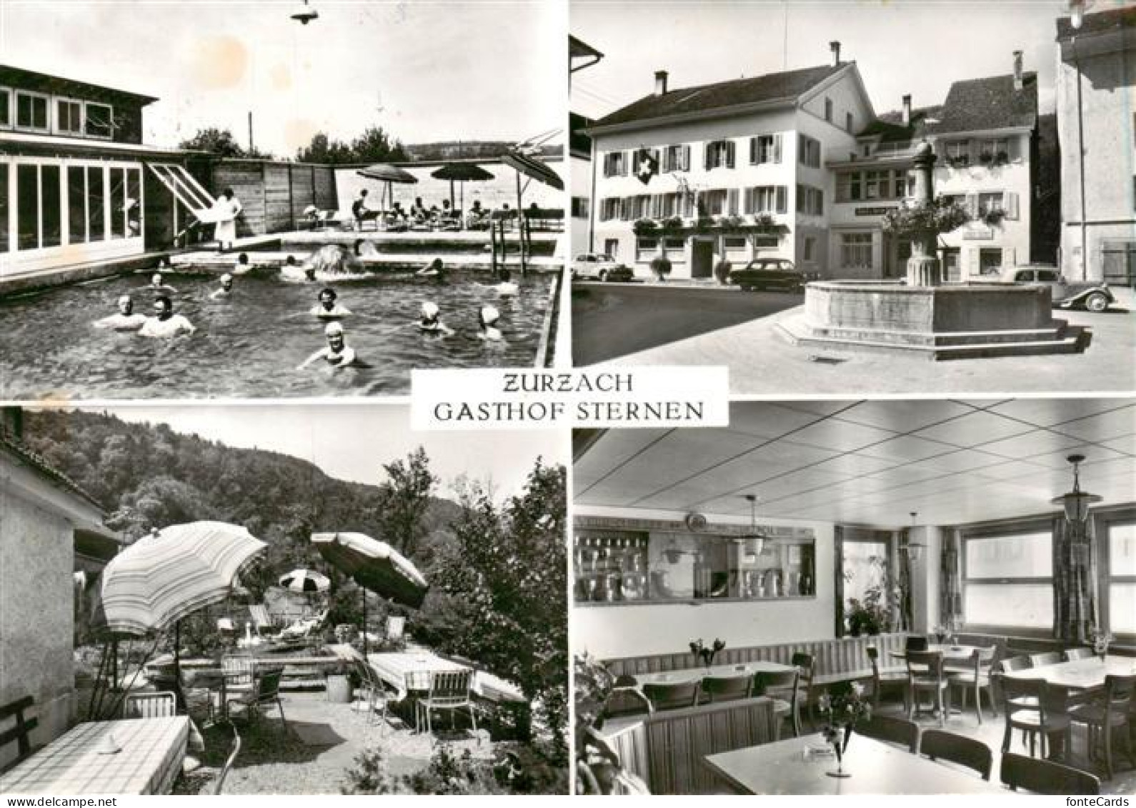 13894577 Zurzach Gasthof Sternen Gastraum Terrasse Schwimmbad Brunnen Zurzach - Altri & Non Classificati