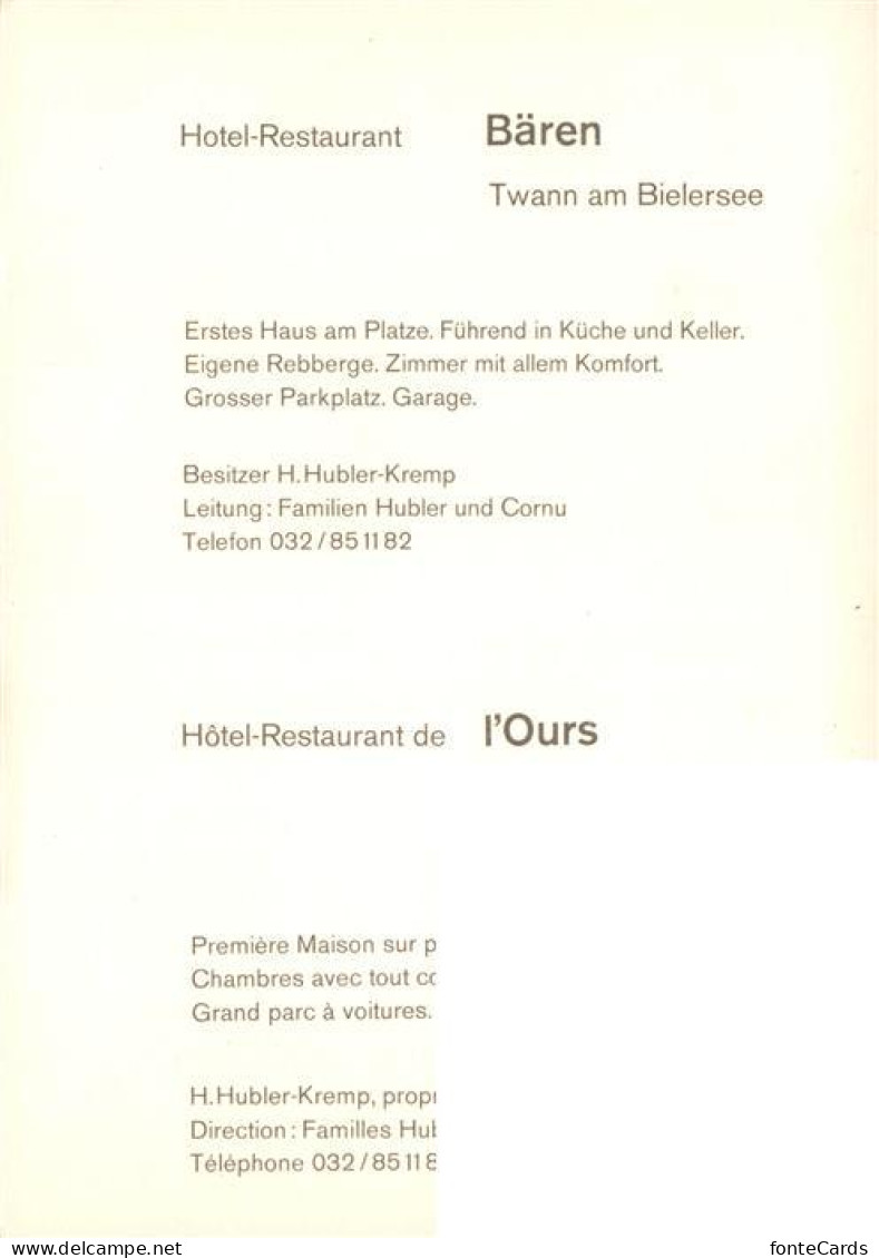 13893177 Twann BE Hotel Restaurant Baeren Gastraum  - Other & Unclassified