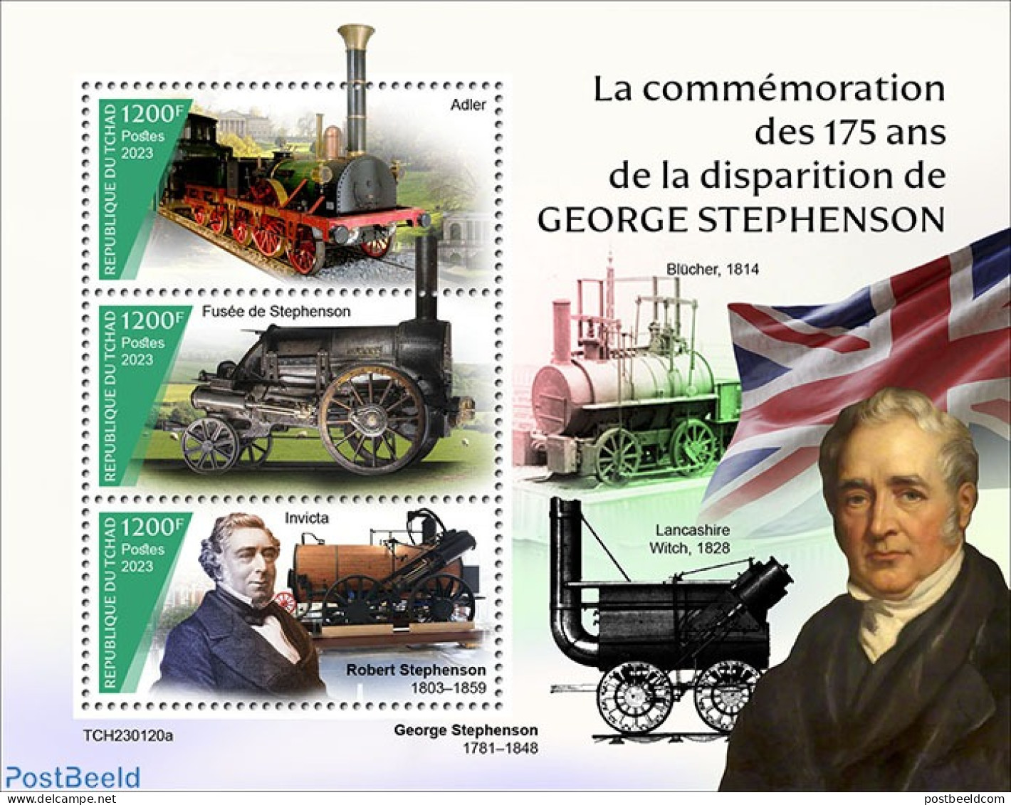 Chad 2023 George Stephenson, Mint NH, Transport - Railways - Other & Unclassified