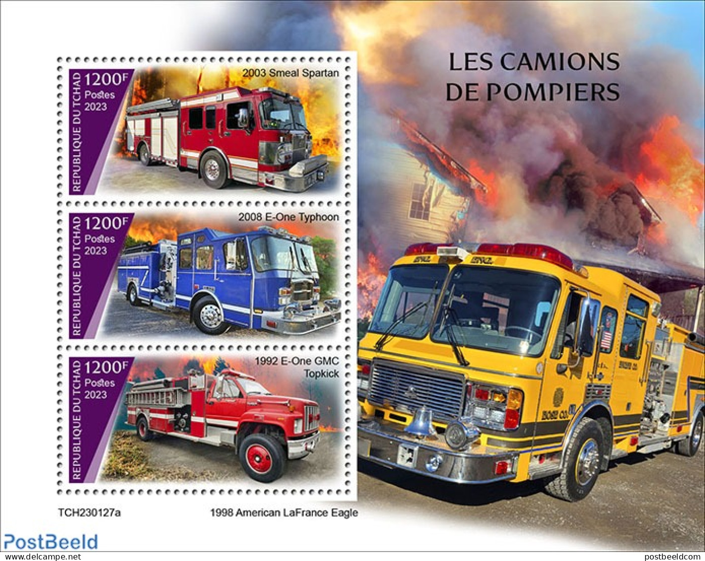 Chad 2023 Fire Engines, Mint NH, Transport - Fire Fighters & Prevention - Sonstige & Ohne Zuordnung