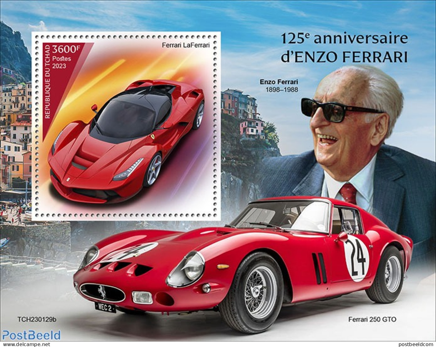 Chad 2023 Enzo Ferrari, Mint NH, Transport - Automobiles - Ferrari - Sonstige & Ohne Zuordnung
