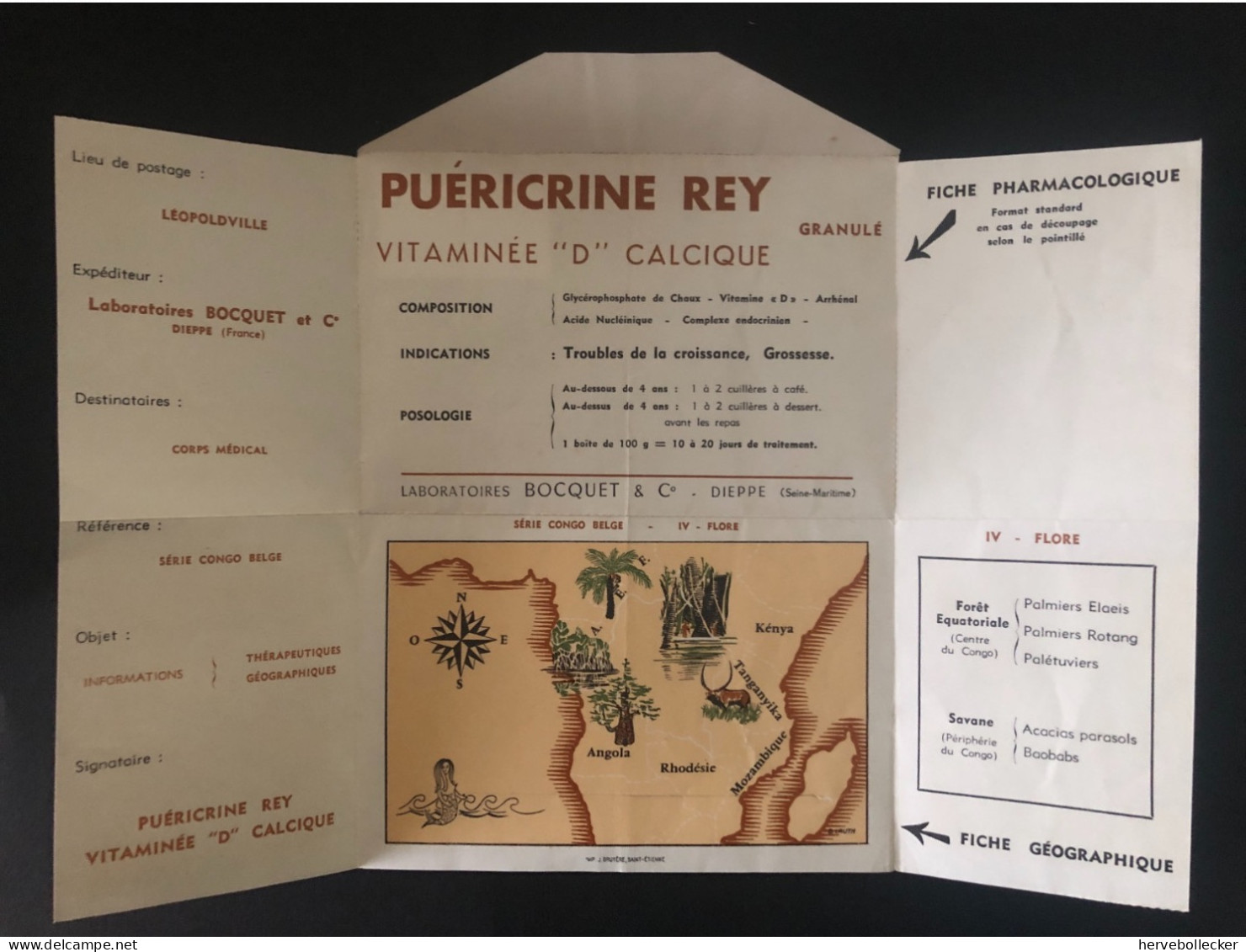 1958-Congo Belge-Enveloppe Pub- Avec Sa Carte La Flore -Obl.Léopoldstadt - Lettres & Documents