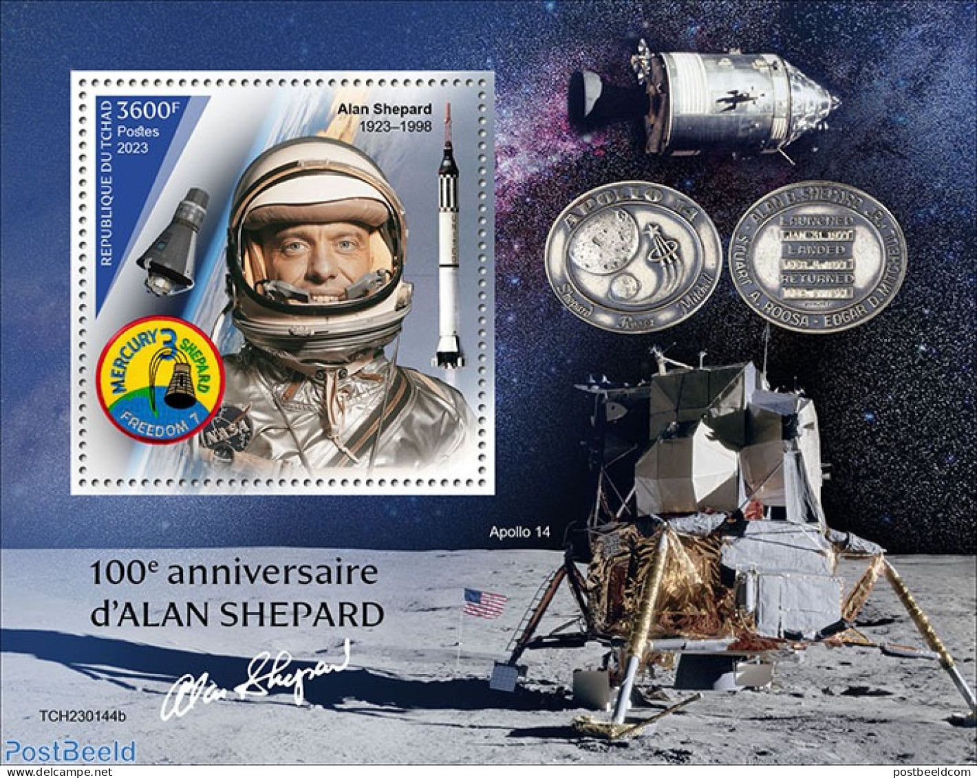 Chad 2023 Alan Shepard, Mint NH, Transport - Space Exploration - Other & Unclassified