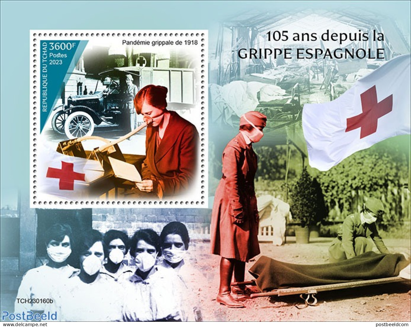Chad 2023 105 Years  Since The Spanish Flu, Mint NH, Health - Red Cross - Other & Unclassified