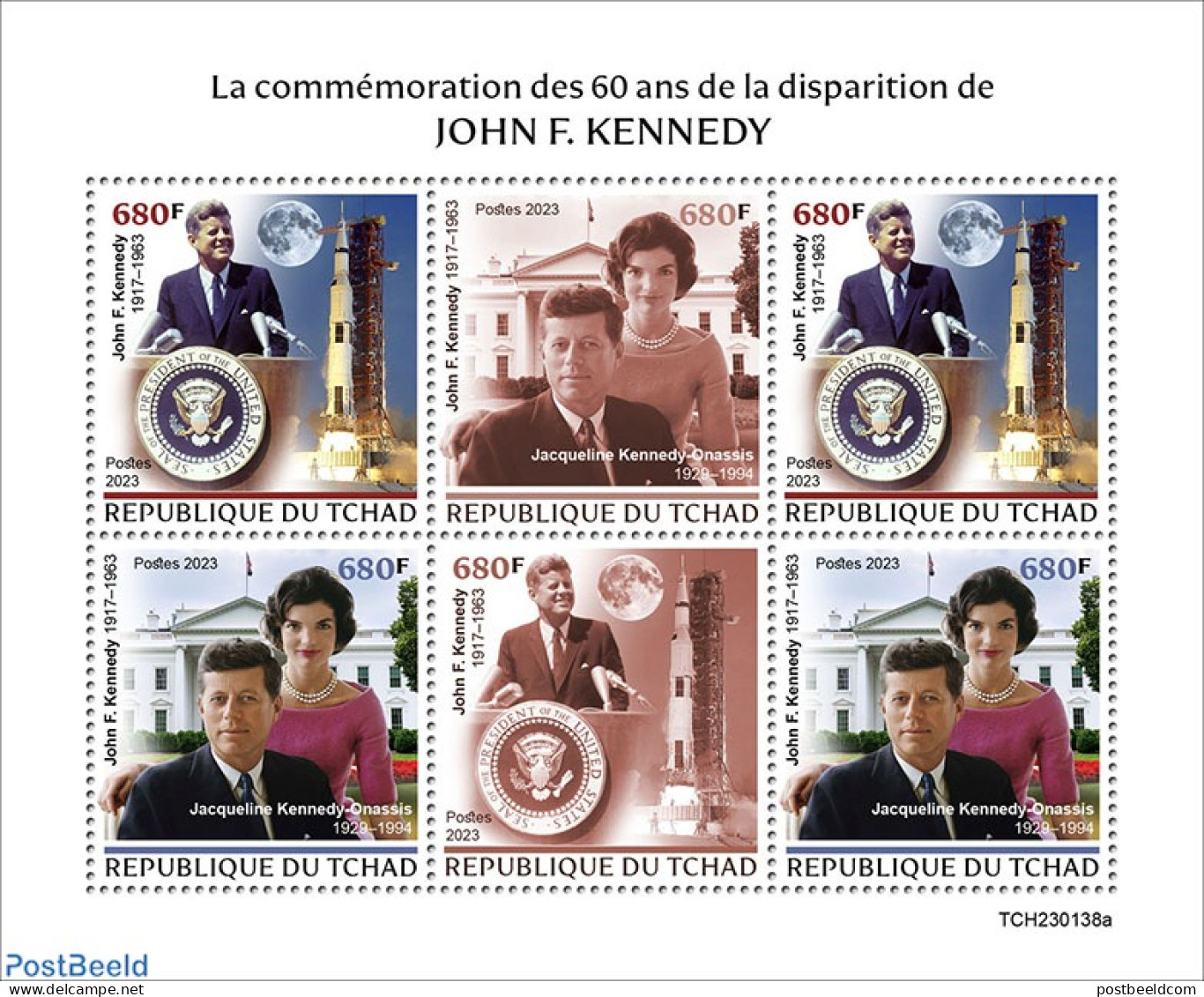 Chad 2023 John F. Kennedy, Mint NH, History - Transport - American Presidents - Space Exploration - Andere & Zonder Classificatie