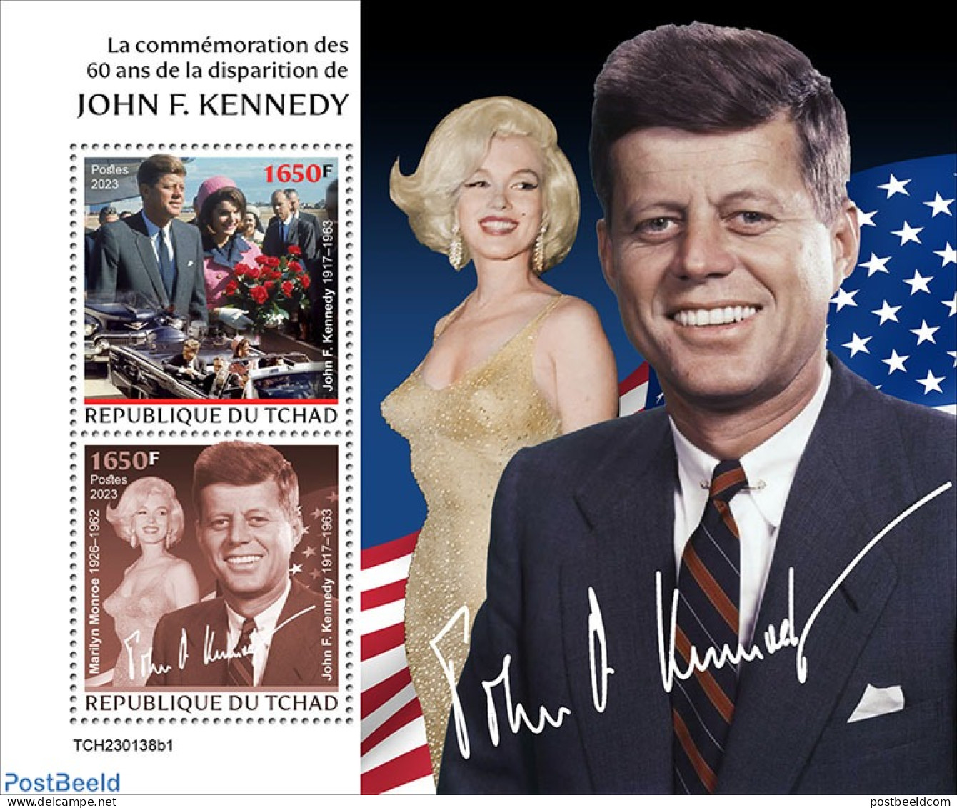 Chad 2023 John F. Kennedy, Mint NH, History - Performance Art - American Presidents - Marilyn Monroe - Movie Stars - Andere & Zonder Classificatie