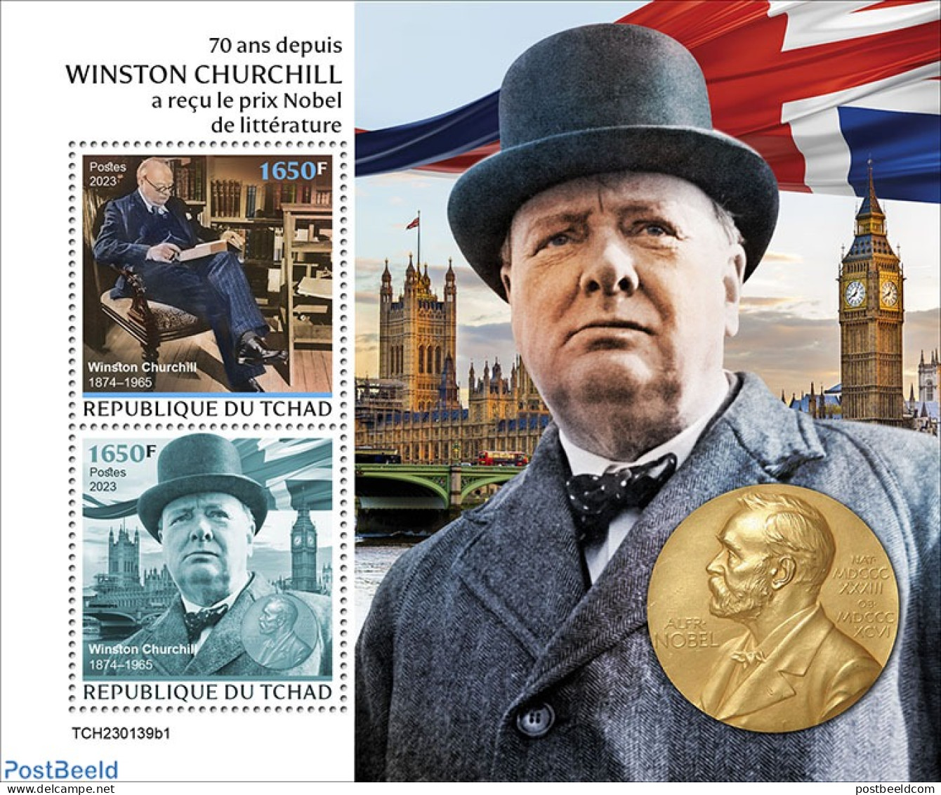 Chad 2023 Winston Churchill, Mint NH, History - Churchill - Nobel Prize Winners - Politicians - Other & Unclassified