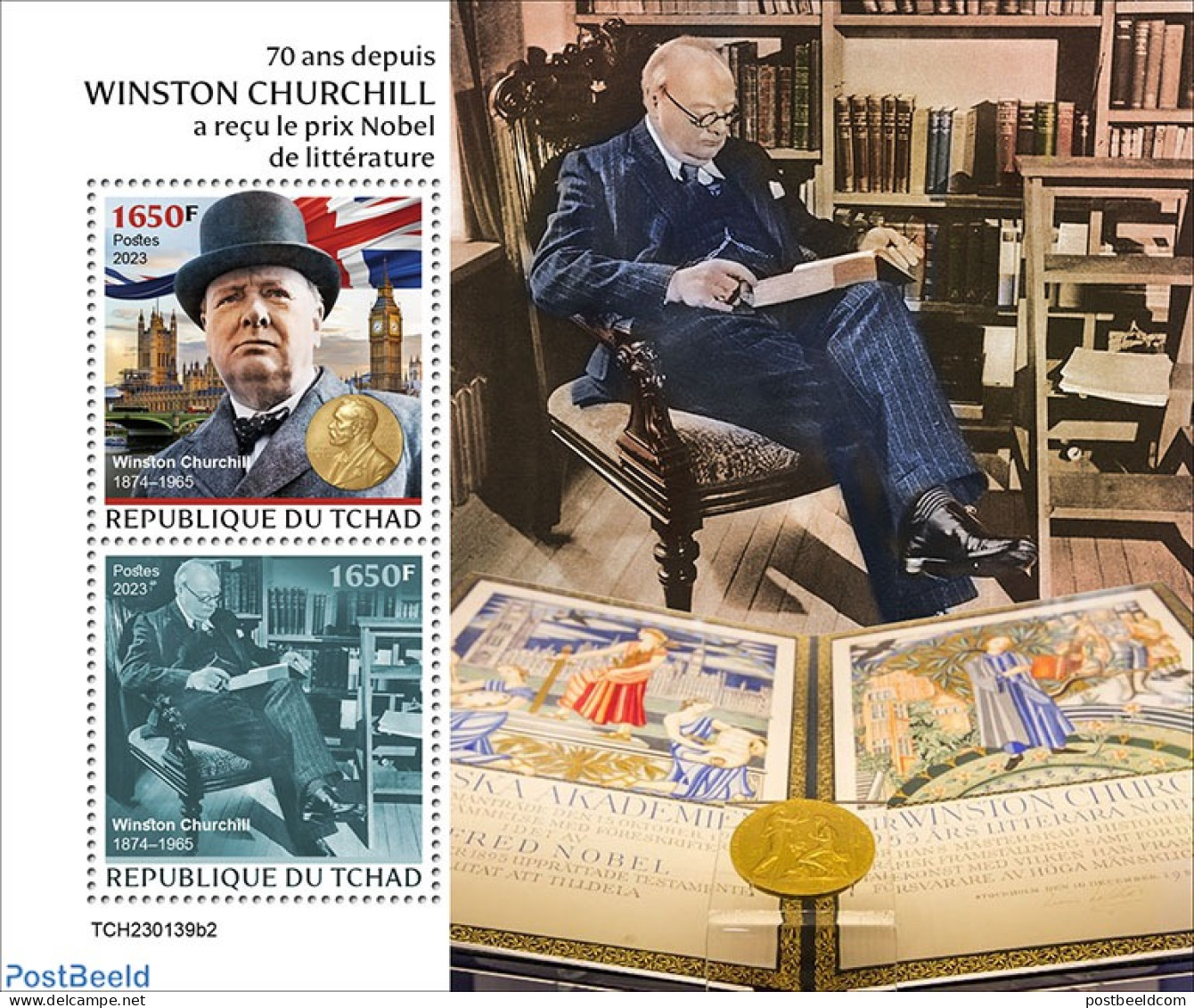 Chad 2023 Winston Churchill, Mint NH, History - Churchill - Nobel Prize Winners - Other & Unclassified