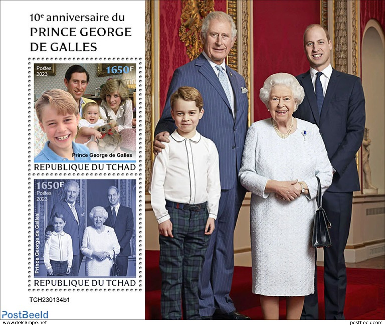 Chad 2023 10th Anniversary Of Prince George, Mint NH, History - Charles & Diana - Kings & Queens (Royalty) - Autres & Non Classés