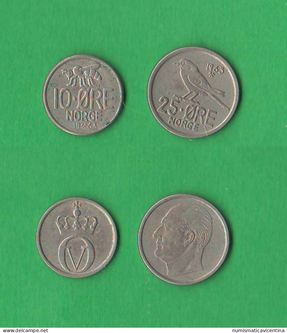 Norway Norge 10 + 25  øre 1963 Norrvegia Nickel  Coin K 411 E 407 - Norvège