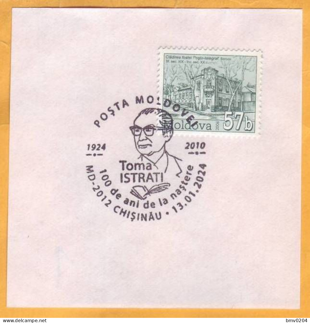 2024 Moldova  Special Postmark „Toma Istrati (1924 - 2010), Poet And Philanthropist. Cutting From An Envelope. - Moldavië