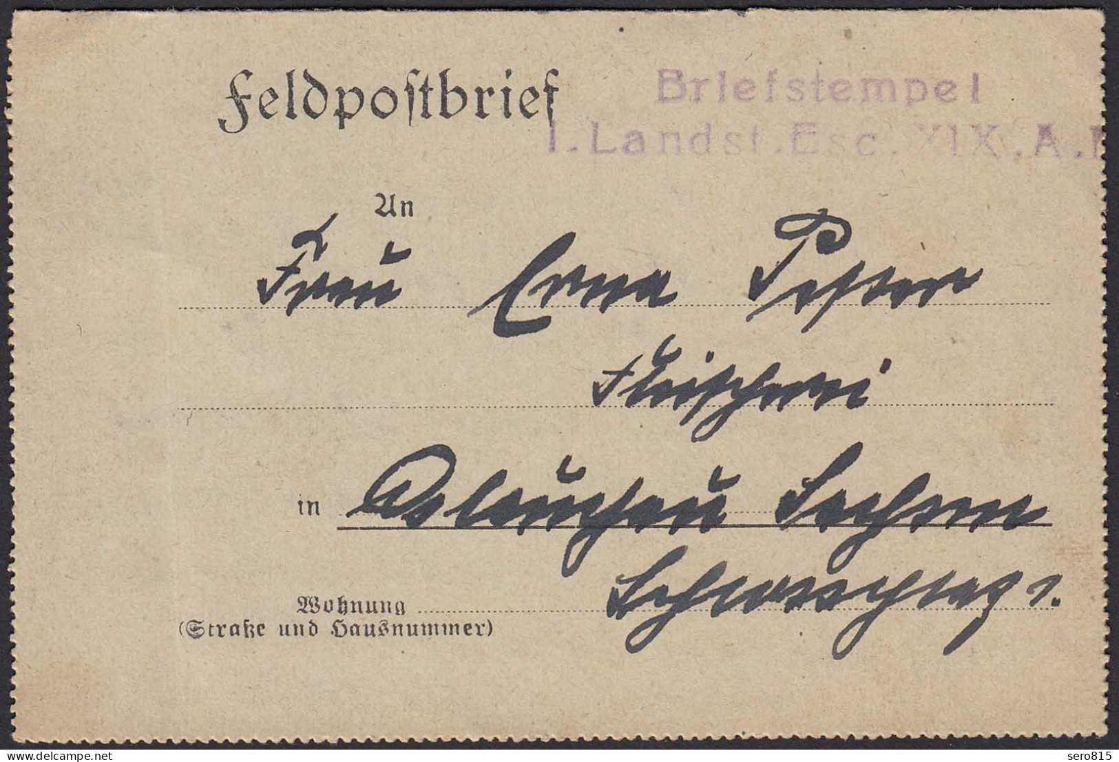 Feldpost 1. Weltkrieg Aus  1917   (20299 - Feldpost (franqueo Gratis)