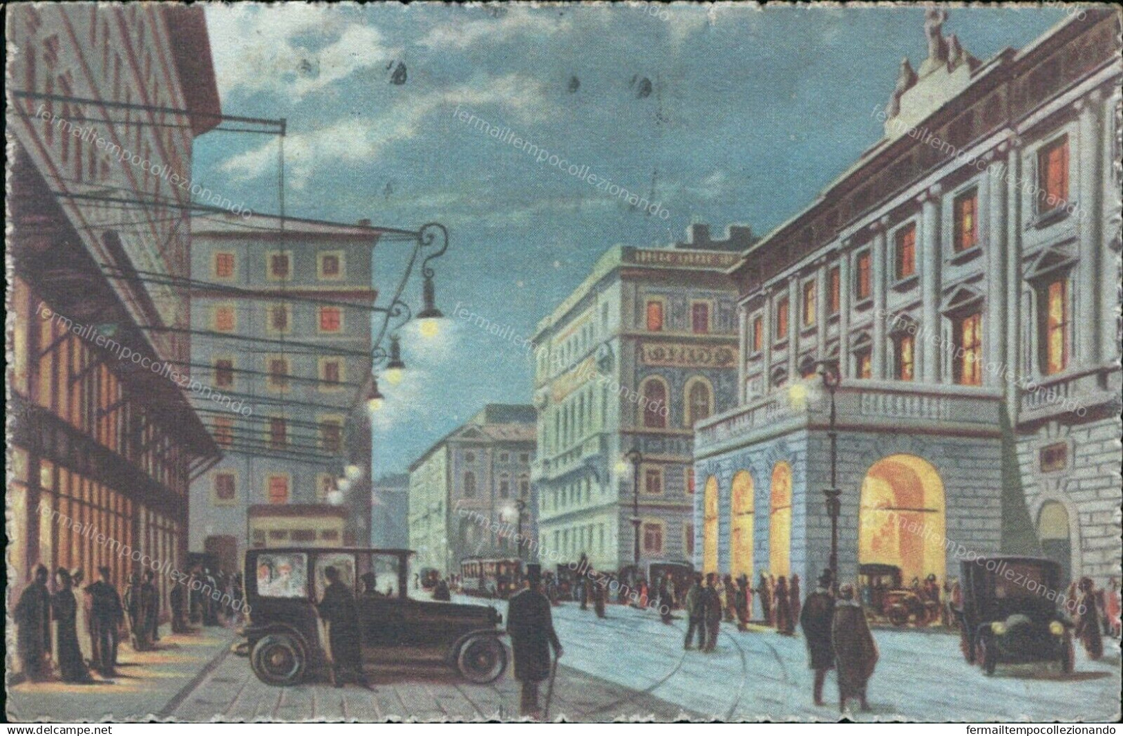 Cs466 Cartolina Trieste  Citta' Piazza E Teatro Giuseppe 1928 Friuli - Trieste (Triest)
