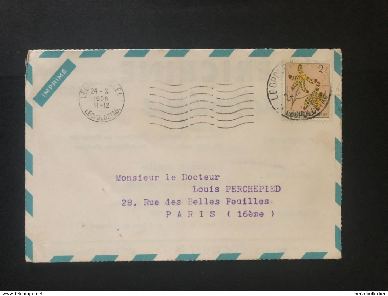 1958-Congo Belge-Enveloppe Pub- Avec Sa Carte Hydrographie -Obl.Léopoldstadt - Lettres & Documents