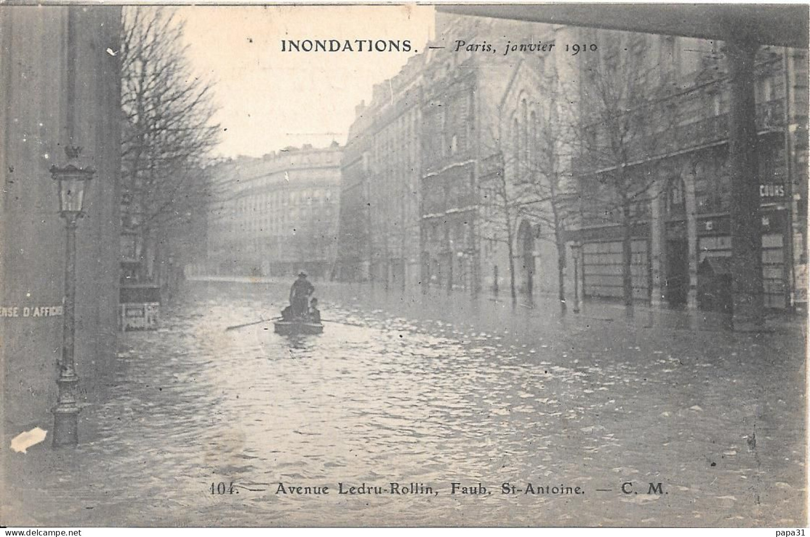 INONDATIONS - Paris  Janvier  1910 - Avenue Rollin ,St Antoine - Paris Flood, 1910