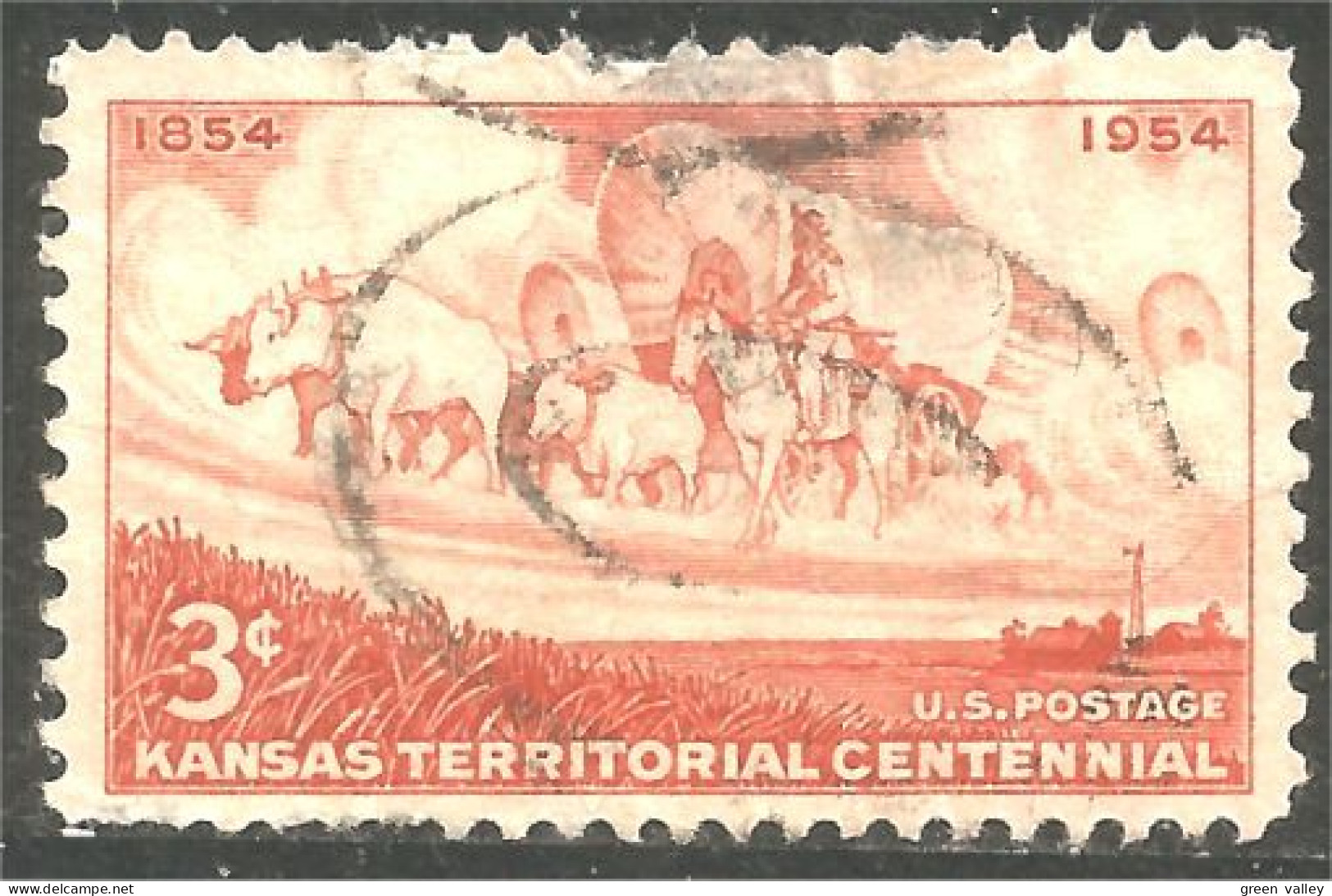 AF-201 USA Colonisation Kansas Boeuf Bull Vache Cow Ox Oxen Horse Cheval - Agriculture