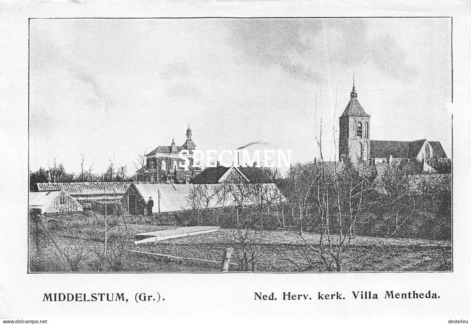 Prent - Ne. Herv. Kerk - Villa Mentheda - Middelstum  - 8.5x12.5 Cm - Andere & Zonder Classificatie