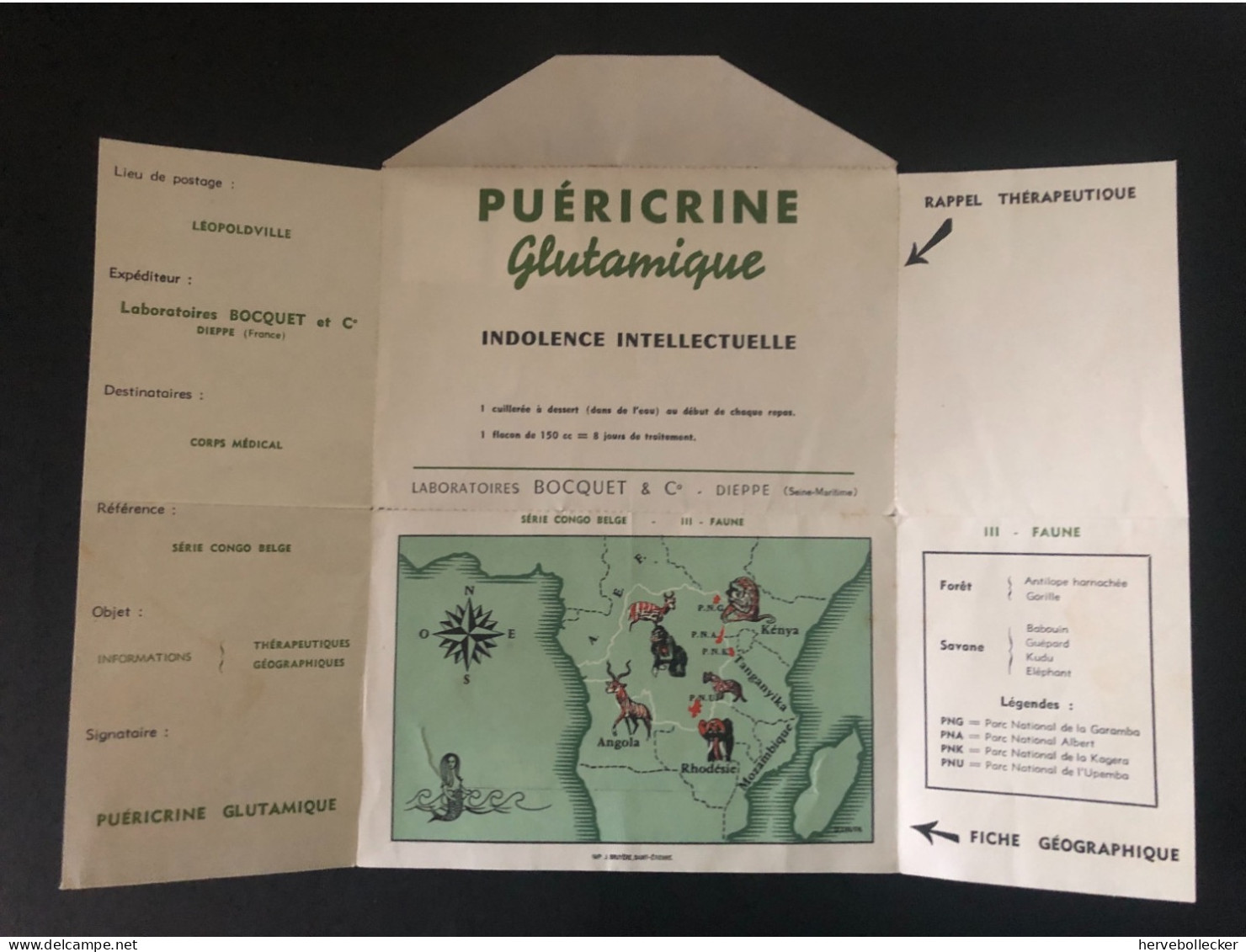 1958-Congo Belge-Enveloppe Pub- Avec Sa Carte Faune -Obl.Léopoldstadt - Brieven En Documenten