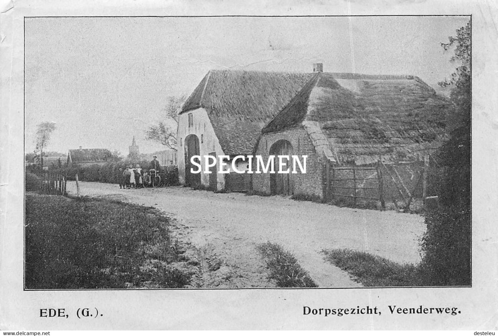 Prent - Dorpsgezicht Veenderweg - Ede  - 8.5x12.5 Cm - Ede