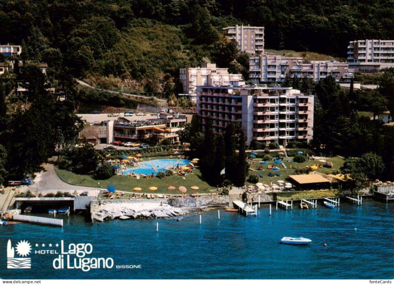 13881259 Bissone Lago Di Lugano TI Hotel Lago Di Lugano Fliegeraufnahme  - Autres & Non Classés