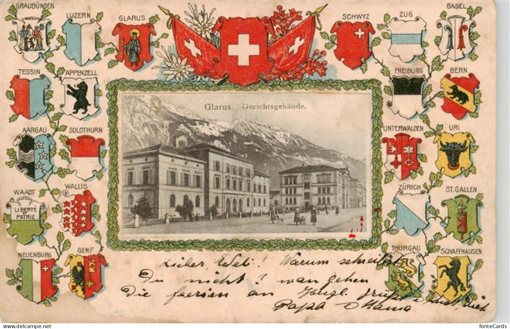 13876287 Glarus GL Gerichtsgebaeude Wappen Glarus GL - Autres & Non Classés