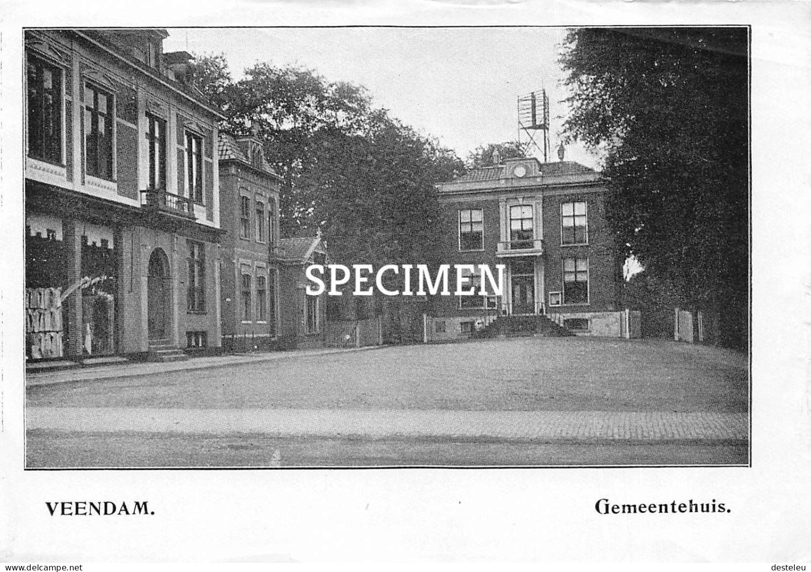 Prent - Gemeentehuis Veendam - 8.5x12.5 Cm - Veendam