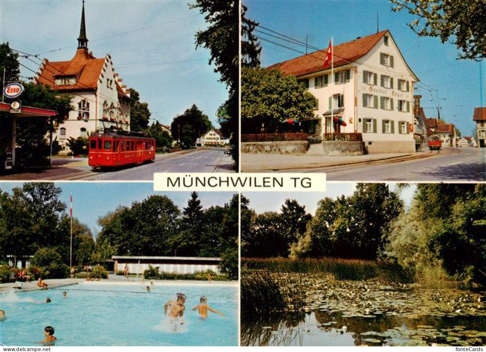 13875959 Muenchwilen TG Strassenbahn Gasthof Engel Schwimmbad Schwanenteich Muen - Autres & Non Classés