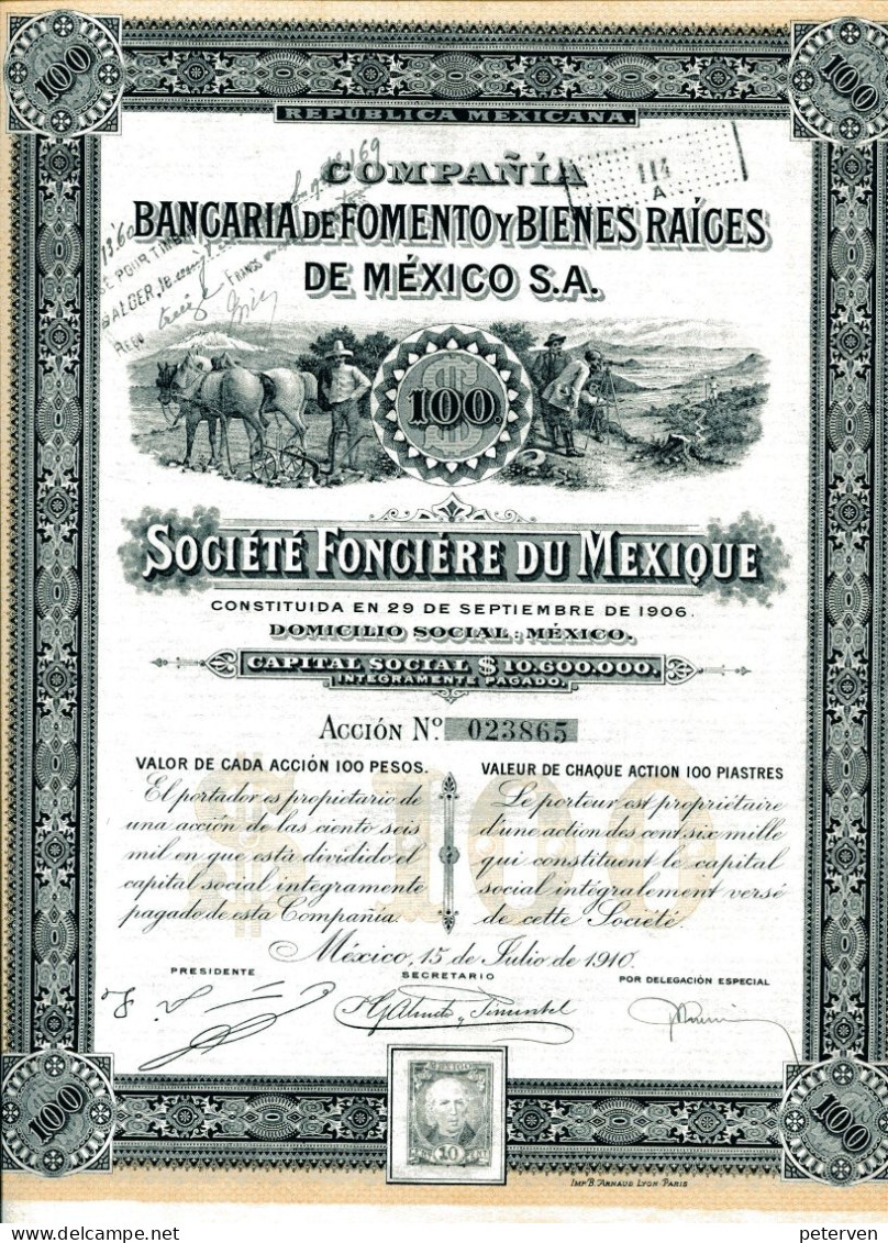 Compania BANCARIA De FOMENTO Y BIENES RAÍCES De MÉXICO - Société Foncière Du Mexique - Andere & Zonder Classificatie