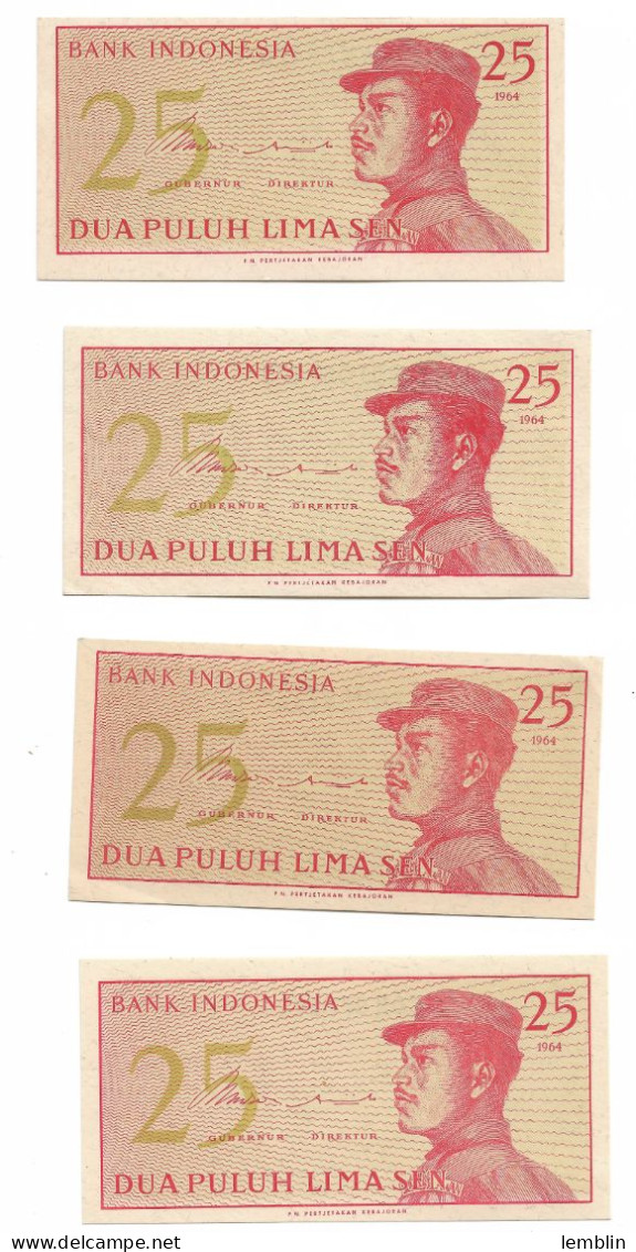INDONESIE - 4 X 25 SEN 1964 NEUF UNC - Indonesië