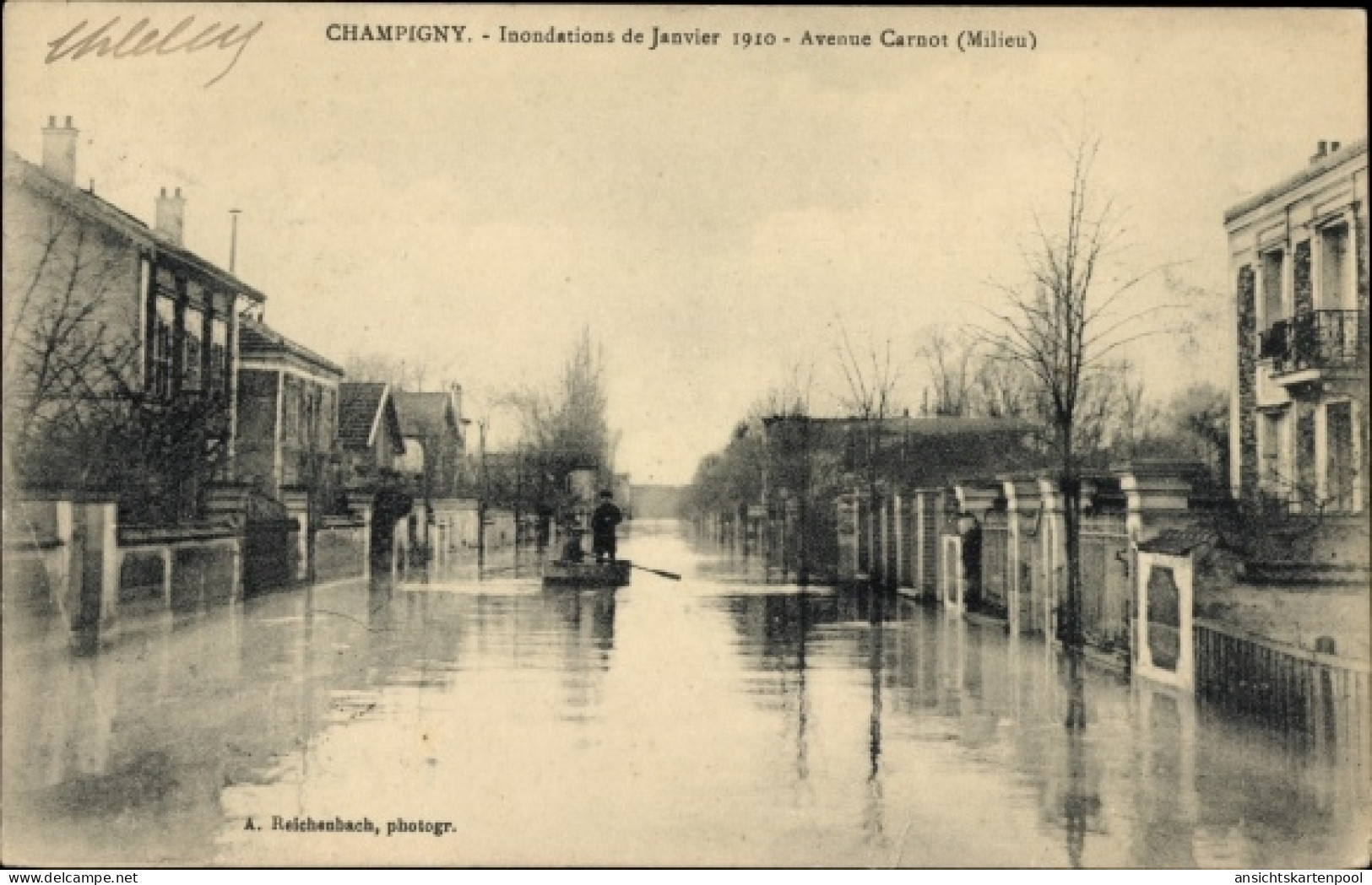 CPA Champigny-sur-Marne Val De Marne, Überschwemmungen 1910, Avenue Carnot - Other & Unclassified